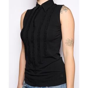 Burberry Black Ruffle Tank Top